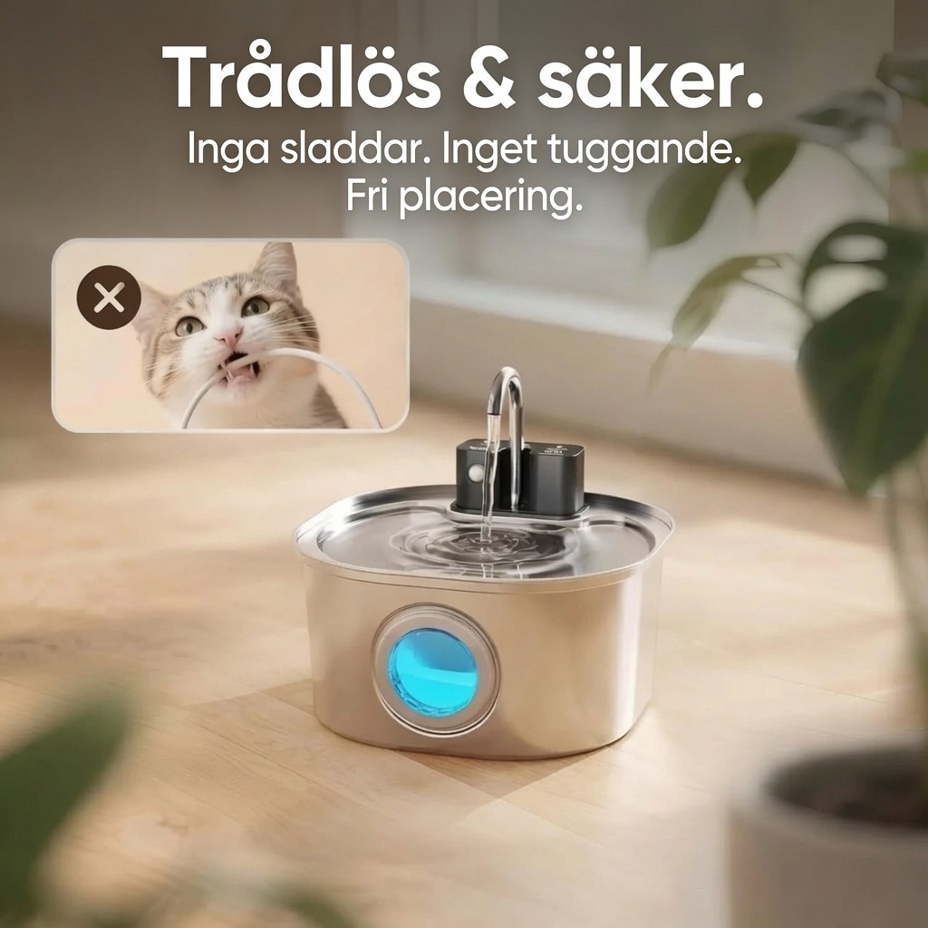 KattKällan 3.0 - Trådlös vattenfontän för katt