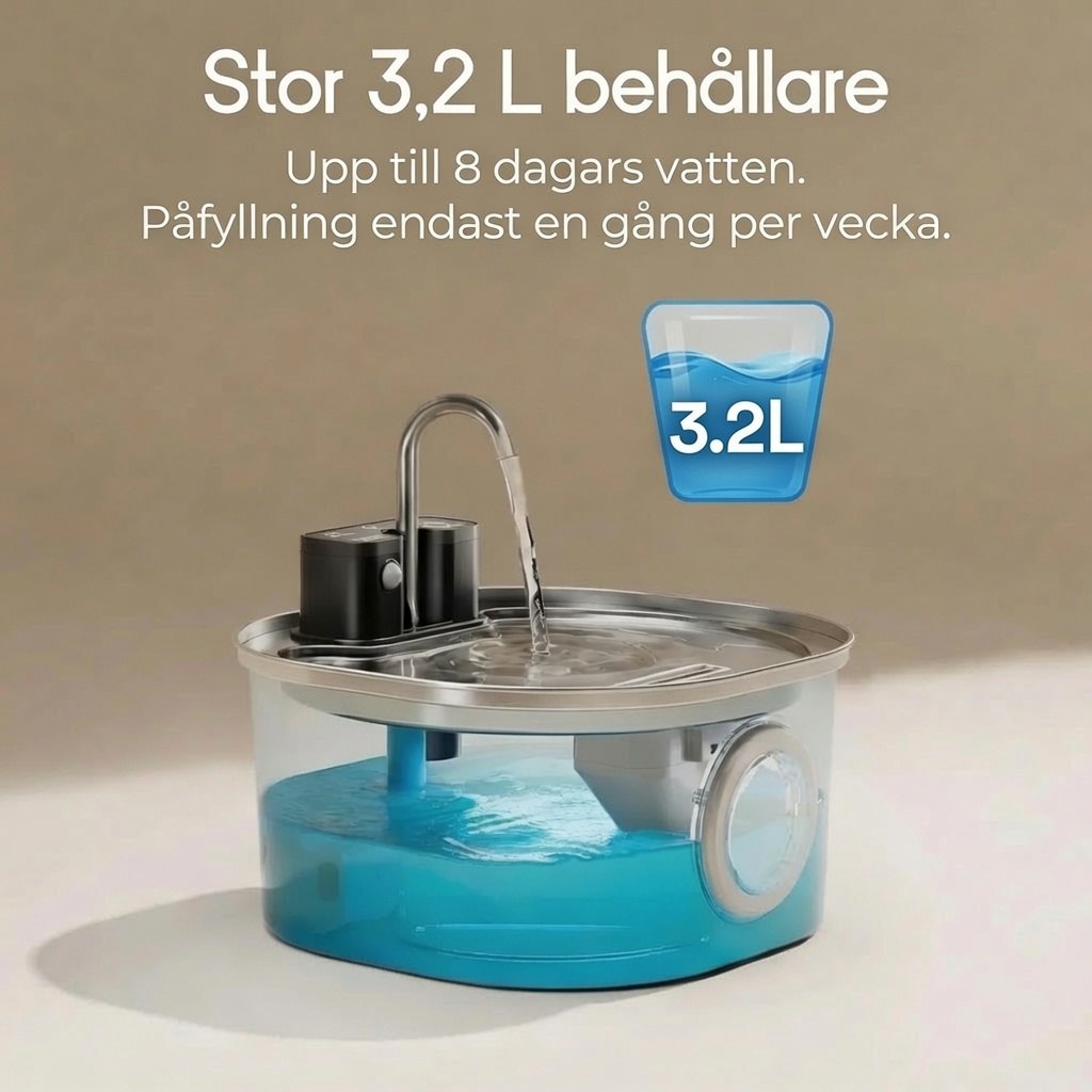KattKällan 3.0 - Trådlös vattenfontän för katt
