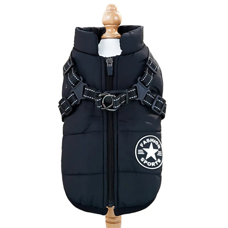 Hundejacke mit integriertem Geschirr